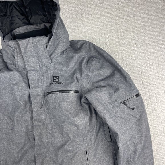 Salomon Stormslide Parka Jacket Ski Winter  Men Size L Dark Heater Grey READ** - Picture 3 of 16